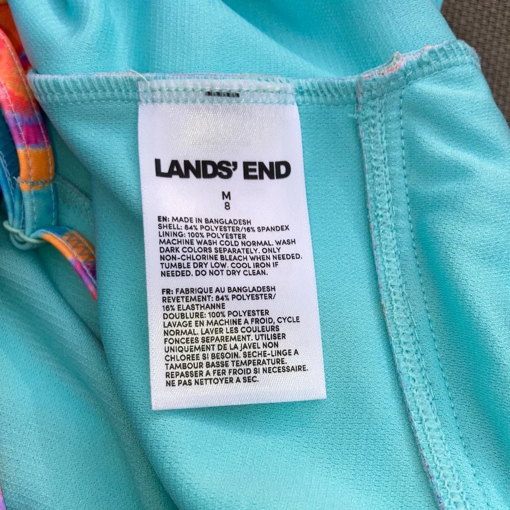 LANDS END One Piece Swimsuit Sweet Rainbow Hearts  Girls Size 8 (Medium) NEW